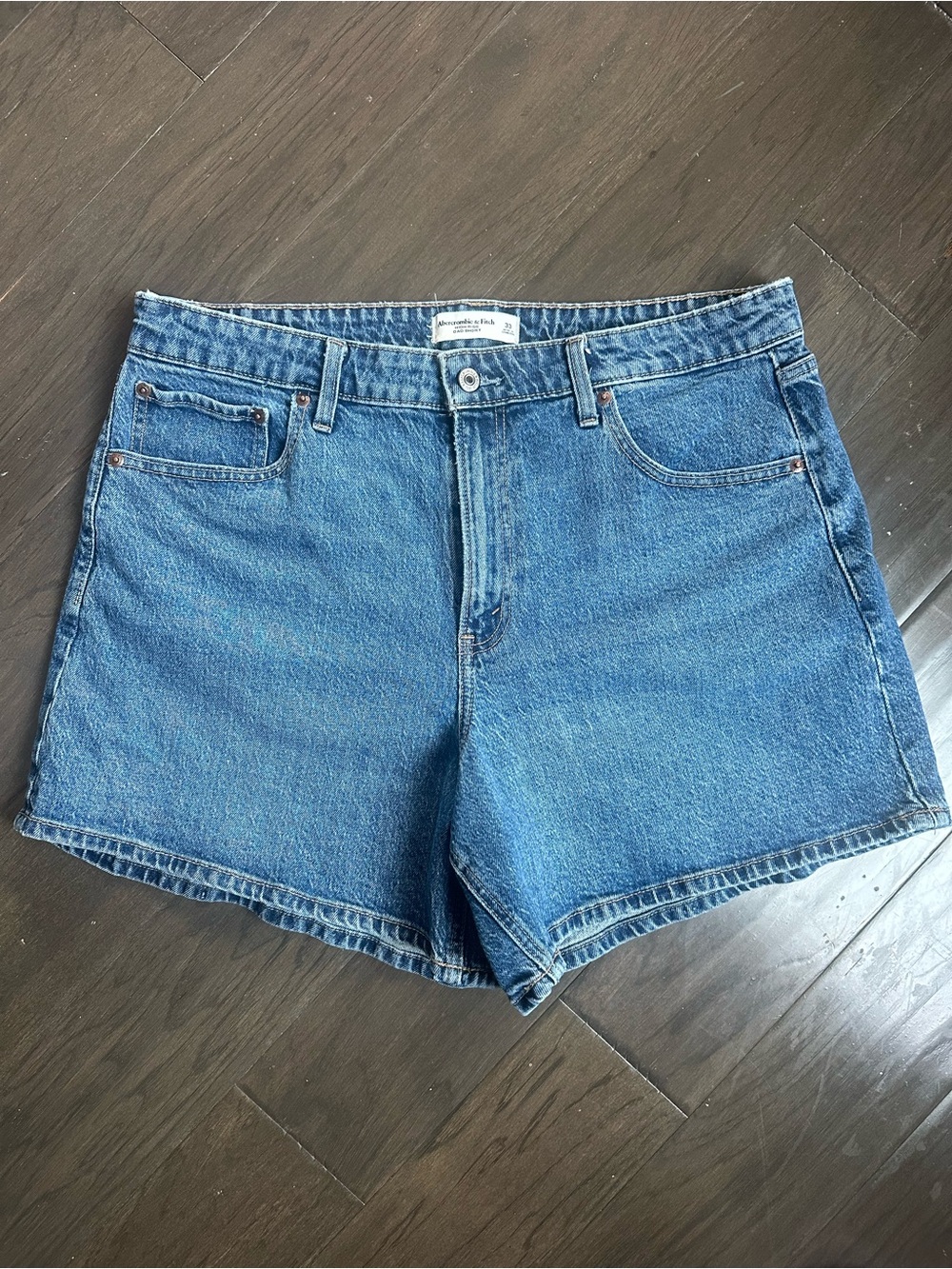 Abercrombie & Fitch High Rise Dad Short Curve Love Denim Shorts Size 33